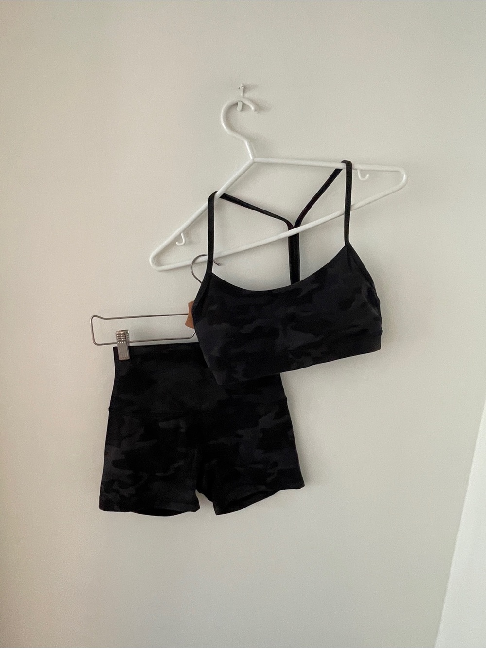 Black Camo Lululemon Sports Bra & Shorts Set